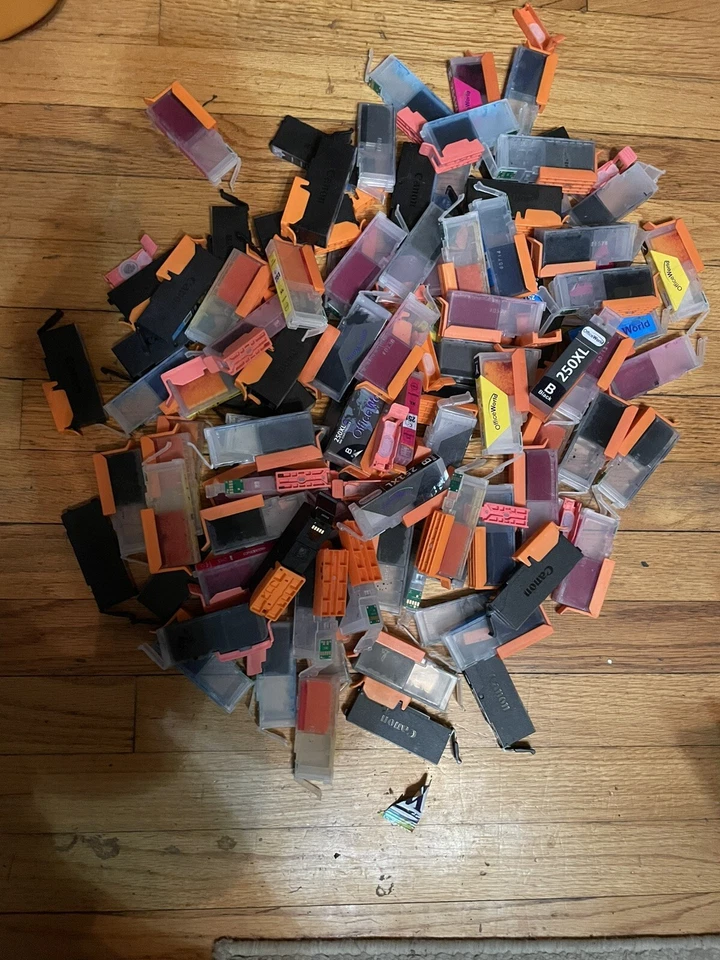 100 EMPTY and USED Canon Compatible 251 and 250 Ink Cartridges EMPTIES - Image 1 of 1