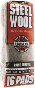 Homax 106606 Steel Wool Pad, #3 Grit, Coarse, Gray, 16 Pads per Pack - Picture 1 of 1