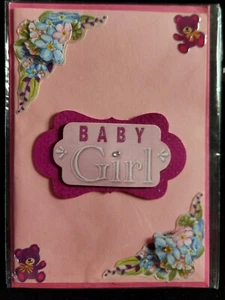 Handmade New Baby Girl Greeting Card - Picture 1 of 1