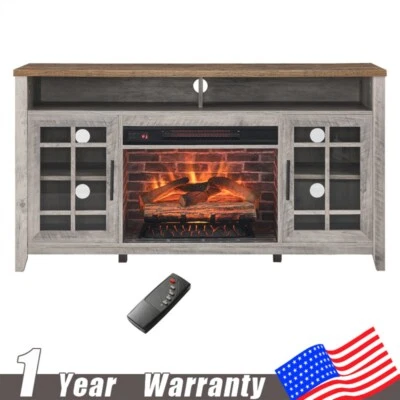 Soporte multimedia de TV de 55" con chimenea eléctrica insertos KD calentador 5000BTU gris lavado Foto 1 de 4