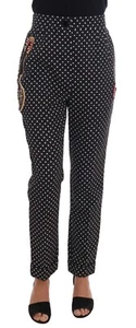 Dolce & Gabbana Black Polka Dot Sicily Crystal Women's Pants Authentic - Picture 1 of 6