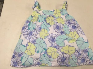 GYMBOREE TIDE POOL BLUE  FLORAL SPARKLE STRAPPY COTTON SUMMER SHIRT  GIRLS   7 - Picture 1 of 3