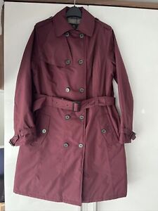 Womens Barbour Winter Tartan Trenchcoat, Waterproof, UK 14, Burgundy. Exc Cond