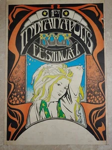 1st Indianapolis Rock Festival Double Sided Window Card Poster 1971 Skid Row - Picture 1 of 11