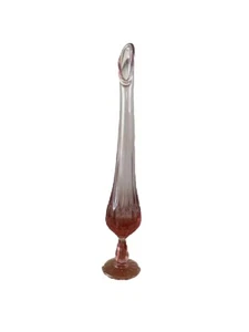 Vintage Mid Century Fenton rosa Glas 15 Punkt 13 Zoll hoher Daumenabdruck geschwenkte Vase - Bild 1 von 8