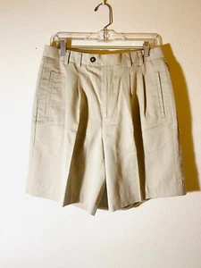 CUTTER & BUCK MENS POLY/RAYON CASUAL SHORTS 32"W BEIGE PLEATED FRONT CHINOS NWOT - Picture 1 of 7