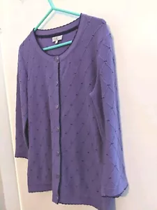 Purple Diamond Pattern Long Sleeve Cardigan Size S By Country Casual - Picture 1 of 4