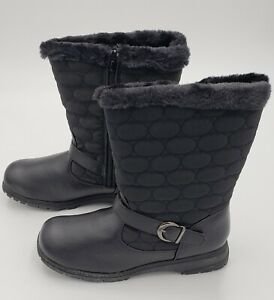 Soft Style Hush Puppies PIXIE Womens Quilted Winter  Snow Boots Black Mid Calf