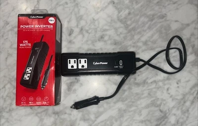 Cyber Power 175W INVERSOR DE POTENCIA 12V DC a 120V x2 Tomas de CA 15W USB-C 2.4A (L) Foto 1 de 4