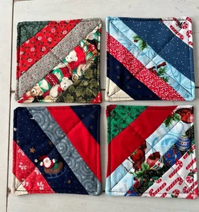 Set Of 4 Christmas Jar Openers. Handmade. 5” Square Rubber Backing - Picture 1 of 5