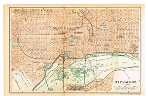 RICHMOND AUTHENTIC MAP 1893 Original Map VIRGINIA map USA - Picture 1 of 12