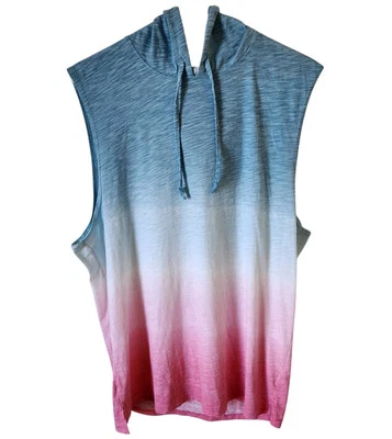 American Rag Sleeveless Hooded Shirt Mens Medium Red White Blue - Image 1 of 4