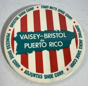 Vintage Casey-Bristol de Puerto Rico Pinback Abzeichen Sammlerstück Bristol Schuhe - Bild 1 von 3