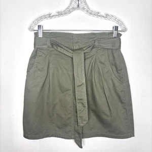 Loft Skirt Womens 6 Olive Green Paperbag Waist Tie Belted Office Chic Weekend - Picture 1 of 8
