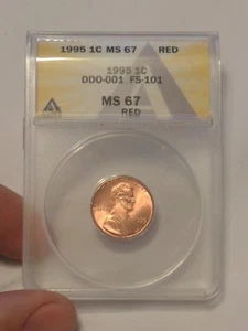 1995 Fs-101 DDO-001 Lincoln Cent Blazing MS 67 Anacs - Picture 1 of 2