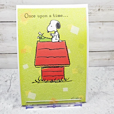 Hallmark Anniversary Greeting Card 6x8 Snoopy Love Story Green Glitter - Imagem 1 de 4