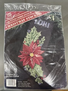 Weihnachtsstern & Stechpalme Weihnachtsstrumpf 16" Kreuzstich-Set Banar Designs Neu in Verpackung WOW - Bild 1 von 7