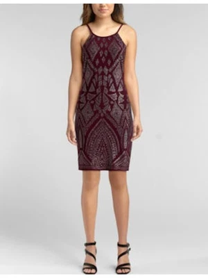 Vestido JUMP para mujer borgoña cuello redondo por encima de la rodilla Body Con 1\2 Foto 1 de 3