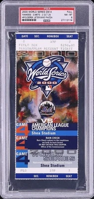 2000 MLB WORLD SERIES FULL GAME 4 TICKET YANKEES METS SUBWAY JETER HR PSA 8 NMMT - Image 1 of 2