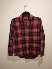 MADEWELL Size XS Red/Blue Plaid Button Front Flannel Shirt Long Sleeve