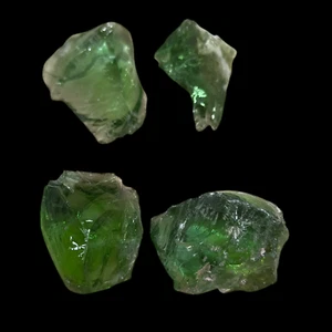 Rare Green Obsidian With Natural Flowers Raw Rough Gemstones 4 Pecs set 68 Gram - Picture 1 of 10
