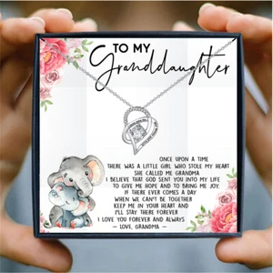 To My Granddaughter From Grandma Heart Pendant Necklace Choker with Gift Box - Picture 1 of 5