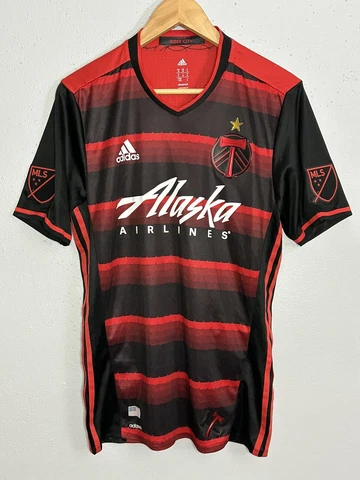 Portland Timbers Shirt Adult Medium Red Black Adidas Soccer Jersey MLS Breath Cover