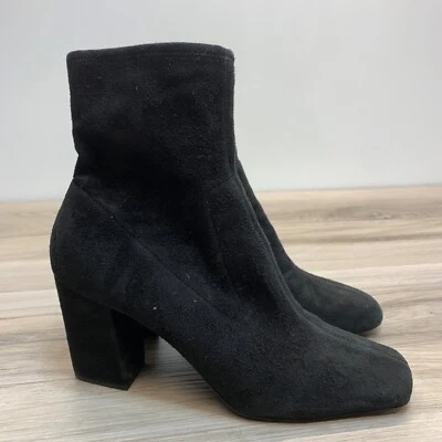 普拉达黑色意大利麂皮绒皮革高跟鞋踝靴方头 EU 38.5 7.5 — 第 1/4 张图片