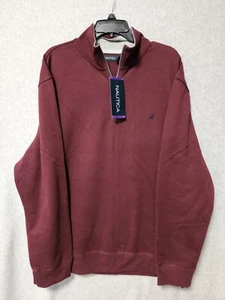 NAUTICA Burgundy 1/4 Zip Pullover Sweatshirt K8331S Mens XXL NEW WITH TAGS - Picture 1 of 10