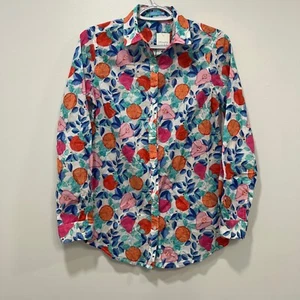 J McLaughlin Lois Damenbluse XS neu mit Etikett $ 178 Baumwolle Knopf Multi Callery Obst - Bild 1 von 8