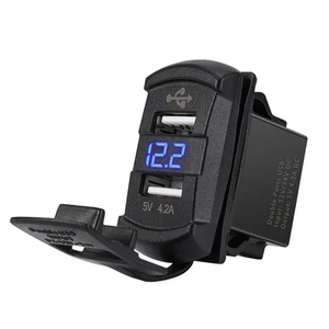 MICTUNING Dual USB Charger + Voltmeter Blue LED 12V Voltage For Marine Boat Auto - Picture 1 of 7