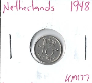 Moneda Países Bajos 10 centavos 1948 KM177 - Imagen 1 de 3
