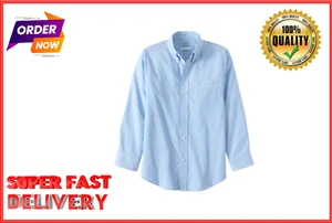 Wonder Nation Boys School Uniform Size L Blue Long Sleeve Shirt --T4** - Picture 1 of 3