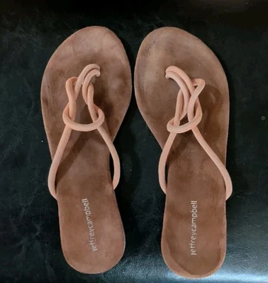 Sandálias chinelos femininas Jeffrey Campbell couro malia nó camurça tamanho 8  - Imagem 1 de 4