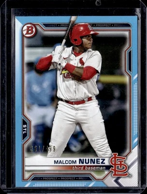 2021 Bowman Draft Malcom Nunez Sky Blue 361/499 - Image 1 of 2