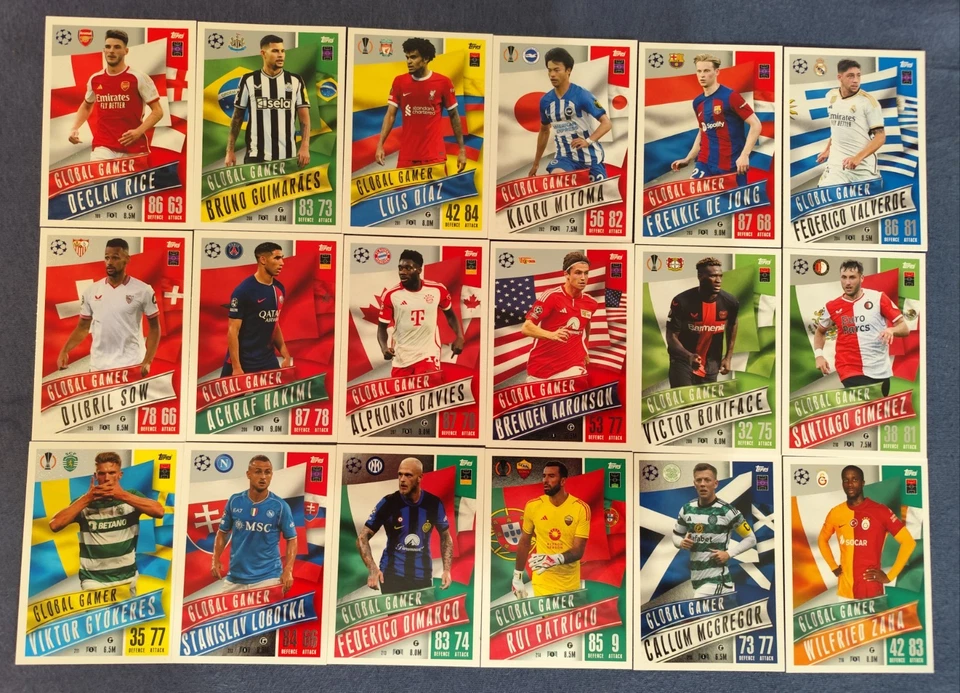 Match Attax Extra 23/24 Alle 18 Global Gamer Karten Set Full Champions League - Bild 1 von 1