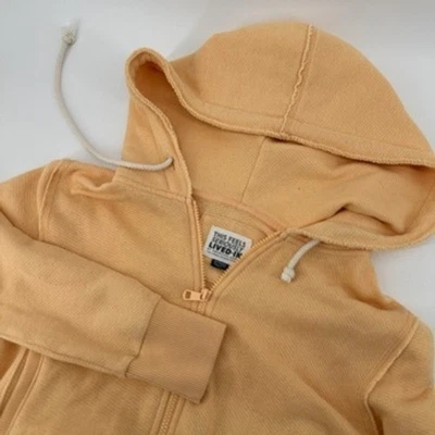 Sudadera con capucha recortada con cremallera completa American Eagle Seriously Lived-In - XS Peach para mujer Foto 1 de 4