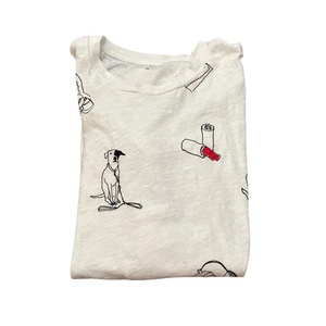 J.Crew Novelty Print Short Sleeve Tee Shirt Size Medium - Picture 1 of 5