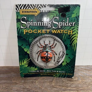Vintage 1996 Zebratown Spinning Spider Pocket Watch - Picture 1 of 4