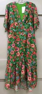 HOPE AND IVY Floral Print Button Front Tea Dress with Drop Hem - UK 16 - Picture 1 of 12