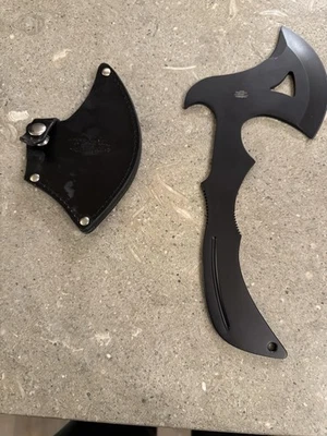 Hibben Knives Throwing Tomahawk Fixed Blade Axe Knife w/leather sheath - Image 1 of 4