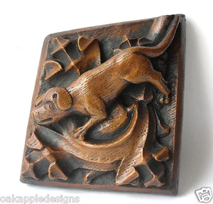 Medieval Hunting Hound Dog Oak Carving Ripon Cathedral Hand Made Unique Giftware - Picture 1 of 4