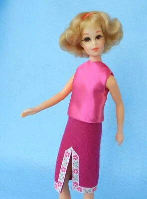 HANDCRAFTED BY GINGERYO Francie fashion HANDMADE vintage mod REPRO BLOUSE #3461 Peach Plush satin PINK