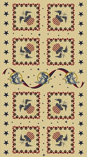 Panel de Tela 23" - Andover Salute Kathy Hall Retro Patriótico Águila Estrella Beige Foto 1 de 1