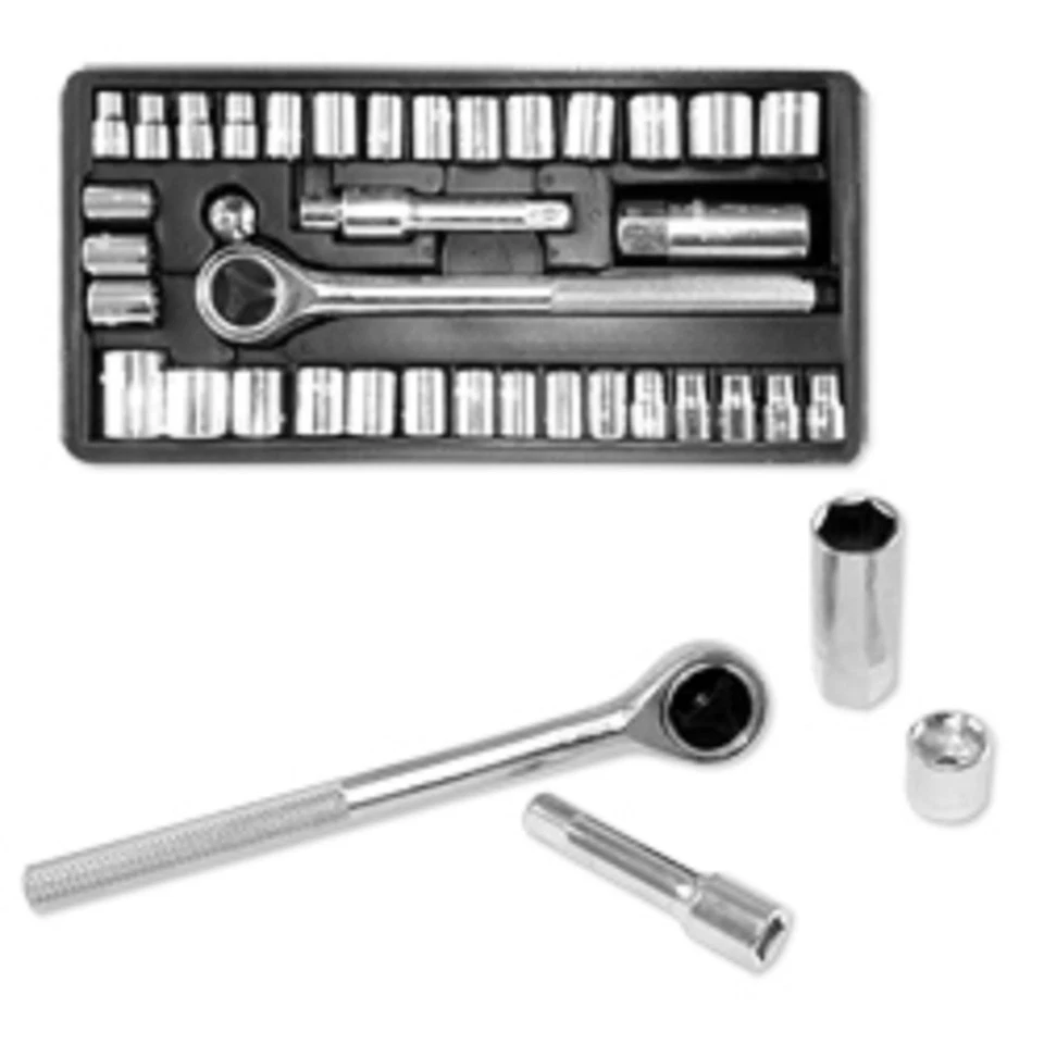 40-Piece Socket Tool Set Ratchet Set METRIC/SAE 1/4" & 3/8" Drive w/ Case - Image 1 of 1