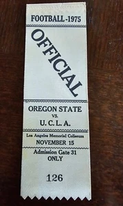 Cinta/credencial oficial de fútbol americano UCLA 1975 contra el estado de Oregon - Imagen 1 de 1