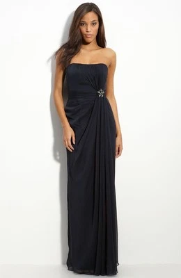 NEW! JS Collections Cationic Strapless Chiffon Dress/ Gown (Size 6) Navy $248 - Image 1 of 2