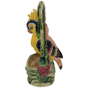 Cockatoo Parrot Bird Planter Vase Ceramic Colorful Occupied Japan Vintage