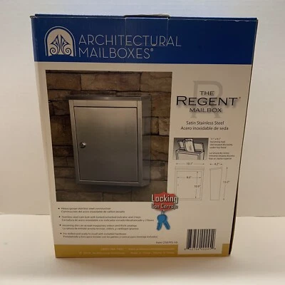 Architectural Mailboxes Regent Wall-Mount Locking Stainless Steel Mailbox - Image 1 of 4