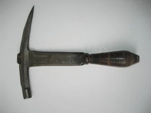 Vintage The Belden Machine Co Embossed Slate Hammer, Stacked Leather Handle - Picture 1 of 11